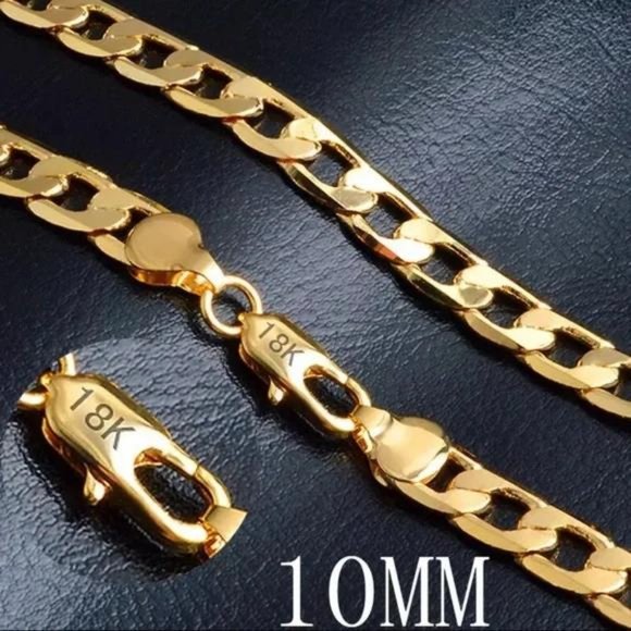 Jewelry - NEW 18K GOLD 10MM CHAIN NECKLACE